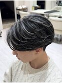50代40代白髪ぼかしシルバーメッシュバレイヤージュ