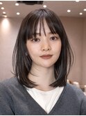 レイヤーボブ ミディアムレイヤー デジタルパーマ 前髪 小顔