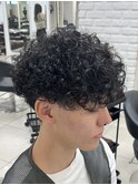 プードルパーマスパイラルパーマ無造作刈り上げマッシュメンズ