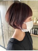 伊藤指名人気スタイル★丸みショートボブ★ピンクブラウン