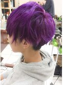 パープルアッシュ　マッシュショート　紫カラー