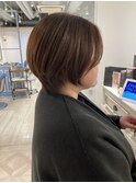 似合わせカットマッシュショートボブ前髪長めアッシュカラー