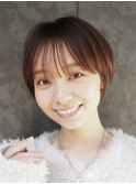 シースルーバング/ショートヘア/耳かけショート/マロンベージュ