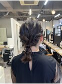 ヘアアレンジ_ミディアムアレンジ_編み下ろし
