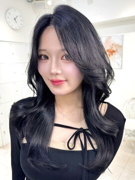 オニキス(ONYX) T10ロング韓国風レイヤーカットハッシュカットミルクティー