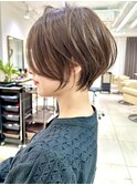 前髪なし小顔ひし形丸み耳掛け大人ショート20代30代40代50代＊