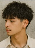 メンズ 爽やか刈上げラウンドマッシュ×ツイストシャドウパーマ