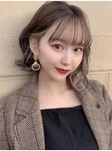韓国風前髪インナーカラーホワイトベージュカラー