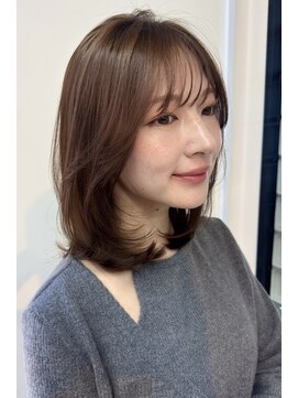 ガーデン 銀座(GARDEN) ミディアムレイヤーカット/前髪顔周りカットイメチェン/ベージュ