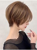 茗荷谷ショートカット白髪ぼかし白髪染めハイライト髪質改善ボブ