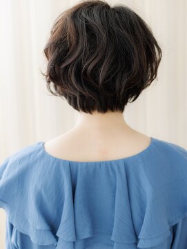 カバーヘア ブリス 川口(COVER HAIR bliss) 黒髪ゆるふわウェーブパーマ小顔マッシュショートボブ20代30代X