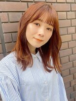 オレンジベージュ×柔らかミディアム/トリートメント/ヘッドスパ