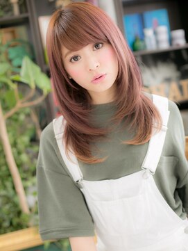 カバーヘア ブリス 戸田公園西口店(COVER HAIR bliss) ピンクベージュ斜めバングエアストレートc5戸田公園20代30代40代