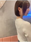 シアベージュ×切りっぱなしボブ