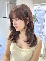 シーン(seen)&nbsp;★大人可愛いピンクベージュ前髪くびれヘア小顔カット★