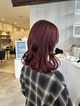 プラス ファースト ヘア(Plus 1st) チェリーレッド×ゆる巻き