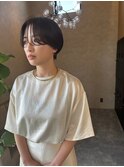ショートカット丸みショート耳掛けハンサムショートひし形小顔