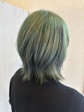 ジェリカヘアー サンフラワー通り(Jlica hair) ルーツカラー×グリーン×ブラック