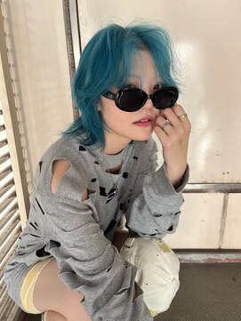 天神美容室 【KASUMI天神美容室】ハイトーン×海外レイヤー×ブルー