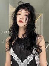 ユルク トウキョウ(jurk tokyo) ロングパーマ　顔周りレイヤー　ニュアンスパーマ　黒髪