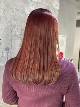 ラック(LUCK) チェリーレッド/船橋/くすみベージュ/細めハイライト