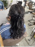ハーフアップ/アップヘア/ローポニー/結婚式ヘアセット