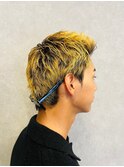 アップバング風束感ショートツーブロックブリーチデザイン