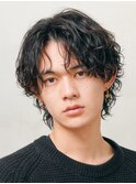 福岡天神ゆるめシャドウパーマメンズマッシュウルフカット緩め