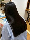 暗髪カラー ダークブラウン 髪質改善 ストレート ロングヘア