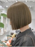原宿ボブオリーブベージュブリーチなしカラー透明感カラー30代