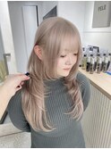 イメチェン/ピンクベージュ/アンブレラカラー/前髪/渋谷