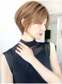 say.ショートボブ耳掛けショートイメチェンスモーキーカラー