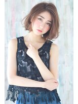 ドアベルヘアリビング(Door Bell hair Living)&nbsp;大人無造作カールボブ×かきあげバング×オリーブグレージュ