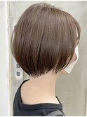大人ショートボブ丸みショートカットマッシュショート前髪あり
