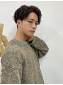 波巻きマッシュパーマツーブロックアップバングセンターパート