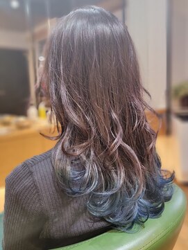 レン(Re:N) ロング×裾カラー×ブルー