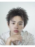 黒髪爽やかビジネススパイキーアップバングショート