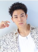 メンズスパイキーショート/黒髪短髪ツーブロック