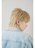 ハイライトミルクティーベージュツーブロックメンズマッシュ