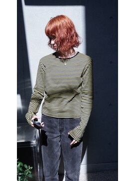 ヴァーディ オモテサンドウ(Vardy omotesando) orange/オレンジ ブラウン ブリーチカラー ボブ ハイトーン