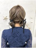 ツインおだんご/リボンアレンジ/ヘアセット/推し活ヘア