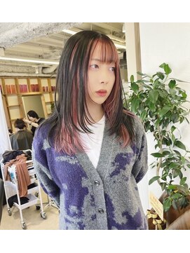 チェレ ブラン 堺東店(Chere brun) ピンクメッシュ×ピンクベージュ×ローレイヤーアンブレラカラー