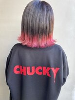 ヘアー アイス 御器所本店(HAIR ICI) 30代40代ブリーチ透け感グレージュネオンピンクインナーカラー