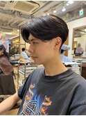 ニュアンスパーマ前下がりセンターパート