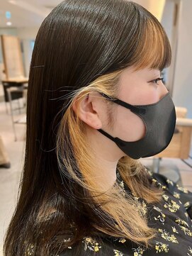 フリップビーアヴェダ(FLIP B AVEDA) 本八幡×イヤリングカラー×前髪カット×セミロング×耳かけ