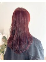 トランク ヘアー デザイン(tranq hair design)&nbsp;大人女子ブリーチなしチェリーレッド暖色カラーウルフレイヤー