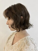 メゾンアクア 表参道(Maison ACQUA)&nbsp;ミディアムパーマデジタルパーマボブパーマチェリーブラウン前髪