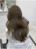 韓国顔まわりレイヤーカットグレージュオリーブベージュブラウン