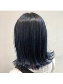 *ワンブリーチで青強めのブルーブラック*