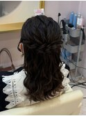 ねじりハーフアップ